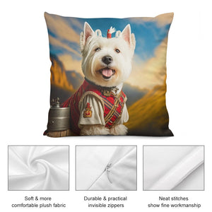 Highland Majesty Westie Plush Pillow Case-Cushion Cover-Dog Dad Gifts, Dog Mom Gifts, Home Decor, Pillows, West Highland Terrier-8