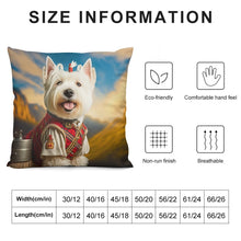 Load image into Gallery viewer, Highland Majesty Westie Plush Pillow Case-Cushion Cover-Dog Dad Gifts, Dog Mom Gifts, Home Decor, Pillows, West Highland Terrier-12 &quot;×12 &quot;-White-1