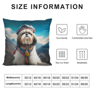 Himalayan Sherpa Shih Tzu Plush Pillow Case-Cushion Cover-Dog Dad Gifts, Dog Mom Gifts, Home Decor, Pillows, Shih Tzu-12 "×12 "-White-1