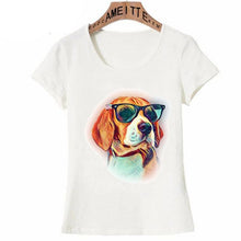 Load image into Gallery viewer, Image of beagle tshirt in a too-cool-for-school Beagle wearing shades design