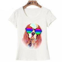 Load image into Gallery viewer, Hipster Cavalier King Charles Spaniel Womens T ShirtApparelWhiteS