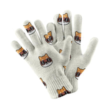 Load image into Gallery viewer, Hipster Shiba Showcase Touch Screen Gloves-Accessories-Accessories,Dog Dad Gifts,Dog Mom Gifts,Gloves-White-1