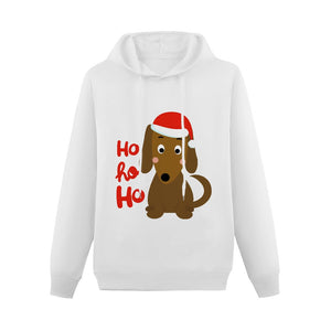 Ho Ho Ho Dachshund Christmas Women's Cotton Fleece Hoodie Sweatshirt-Apparel-Apparel, Christmas, Dachshund, Hoodie, Sweatshirt-White-XS-2