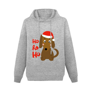 Ho Ho Ho Dachshund Christmas Women's Cotton Fleece Hoodie Sweatshirt-Apparel-Apparel, Christmas, Dachshund, Hoodie, Sweatshirt-Gray-XS-3