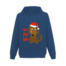 Load image into Gallery viewer, Ho Ho Ho Dachshund Christmas Women&#39;s Cotton Fleece Hoodie Sweatshirt-Apparel-Apparel, Christmas, Dachshund, Hoodie, Sweatshirt-Navy Blue-XS-4