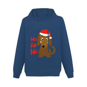 Ho Ho Ho Dachshund Christmas Women's Cotton Fleece Hoodie Sweatshirt-Apparel-Apparel, Christmas, Dachshund, Hoodie, Sweatshirt-Navy Blue-XS-4