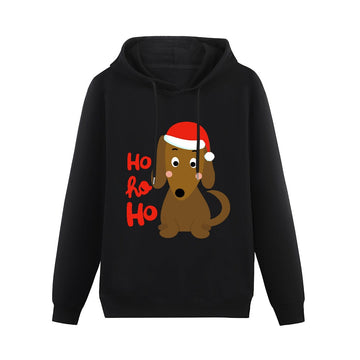 Ho Ho Ho Dachshund Christmas Womens Cotton Fleece Hoodie Sweatshirt 360x