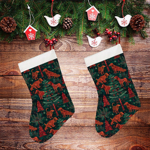 Holiday Hounds Irish Setter's Christmas Stocking-Christmas Ornament-Christmas, Home Decor, Irish Setter-26X42CM-White-2