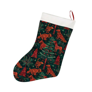 Holiday Hounds Irish Setter's Christmas Stocking-Christmas Ornament-Christmas, Home Decor, Irish Setter-26X42CM-White-1