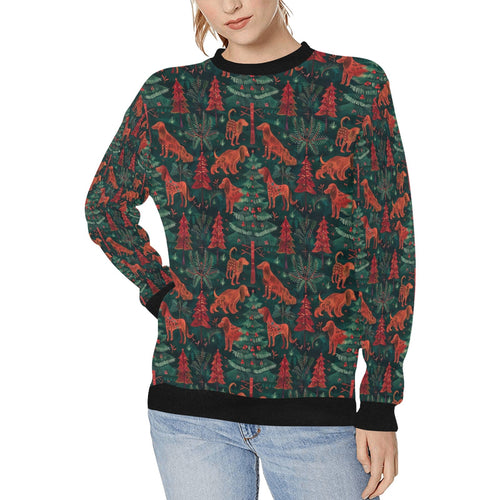 Holiday Hounds Irish Setter's Christmas Sweatshirt for Women-Apparel-Apparel, Christmas, Dog Mom Gifts, Irish Setter, Sweatshirt-S-1