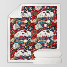 Load image into Gallery viewer, Holiday Splendor Lhasa Apsos Christmas Soft Warm Fleece Blanket-Blanket-Blankets, Christmas, Dog Dad Gifts, Dog Mom Gifts, Home Decor, Lhasa Apso-10