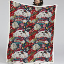 Load image into Gallery viewer, Holiday Splendor Lhasa Apsos Christmas Soft Warm Fleece Blanket-Blanket-Blankets, Christmas, Dog Dad Gifts, Dog Mom Gifts, Home Decor, Lhasa Apso-11