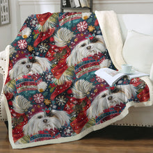 Load image into Gallery viewer, Holiday Splendor Lhasa Apsos Christmas Soft Warm Fleece Blanket-Blanket-Blankets, Christmas, Dog Dad Gifts, Dog Mom Gifts, Home Decor, Lhasa Apso-12