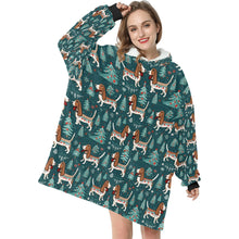 Load image into Gallery viewer, Holly Jolly Basset Hounds Christmas Blanket Hoodie-Blanket-Apparel, Basset Hound, Blanket Hoodie, Blankets, Dog Mom Gifts-ONE SIZE-1