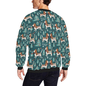 Holly Jolly Basset Hounds Christmas Fuzzy Sweatshirt for Men-Apparel-Apparel, Basset Hound, Christmas, Dog Dad Gifts, Sweatshirt-2