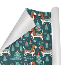 Load image into Gallery viewer, Holly Jolly Basset Hounds Christmas Gift Wrapping Paper - 2 Rolls-Christmas Ornament-Basset Hound,Christmas,Wrapping Paper-4