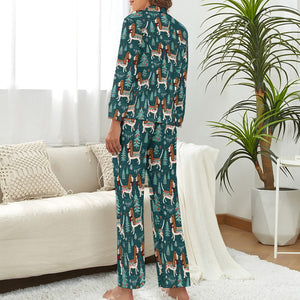 Holly Jolly Basset Hounds Christmas Pajamas Set for Women-Pajamas-Apparel, Basset Hound, Christmas, Dog Mom Gifts, Pajamas-3