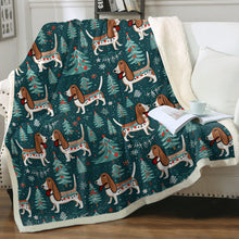 Load image into Gallery viewer, Holly Jolly Basset Hounds Christmas Soft Warm Fleece Blanket-Blanket-Basset Hound, Blankets, Christmas, Dog Dad Gifts, Dog Mom Gifts, Home Decor-12