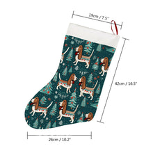 Load image into Gallery viewer, Holly Jolly Basset Hounds Christmas Stocking-Christmas Ornament-Basset Hound, Christmas, Home Decor-26X42CM-White1-4