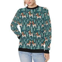 Load image into Gallery viewer, Holly Jolly Basset Hounds Christmas Sweatshirt for Women-Apparel-Apparel, Basset Hound, Christmas, Dog Mom Gifts, Sweatshirt-S-1