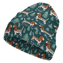 Load image into Gallery viewer, Holly Jolly Basset Hounds Warm Christmas Beanie-Accessories-Accessories, Basset Hound, Christmas, Dog Mom Gifts, Hats-ONE SIZE-4