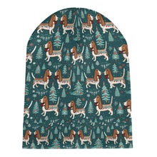 Load image into Gallery viewer, Holly Jolly Basset Hounds Warm Christmas Beanie-Accessories-Accessories, Basset Hound, Christmas, Dog Mom Gifts, Hats-ONE SIZE-7