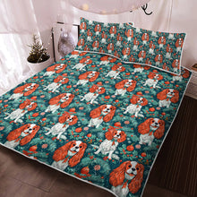 Load image into Gallery viewer, Holly Jolly Blenheim Cavaliers Christmas Quilt Blanket Bedding Set-Bedding-Bedding, Blankets, Cavalier King Charles Spaniel, Christmas, Home Decor-2