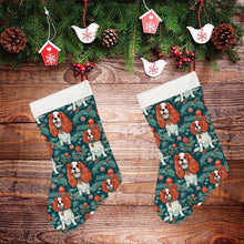 Load image into Gallery viewer, Holly Jolly Blenheim Cavaliers Christmas Stocking-Christmas Ornament-Cavalier King Charles Spaniel, Christmas, Home Decor-26X42CM-White2-2