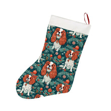 Load image into Gallery viewer, Holly Jolly Blenheim Cavaliers Christmas Stocking-Christmas Ornament-Cavalier King Charles Spaniel, Christmas, Home Decor-26X42CM-White2-1