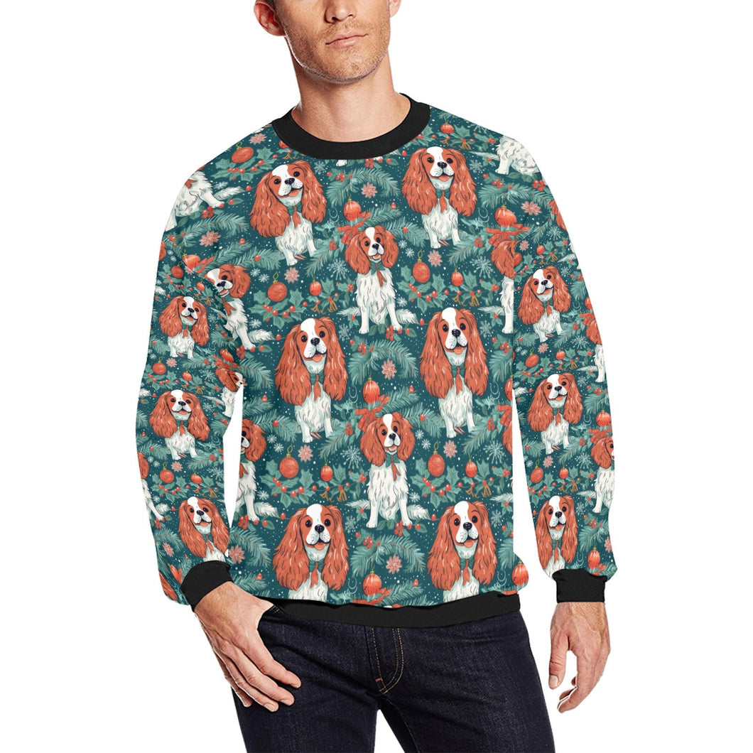 Holly Jolly Blenheim Cavaliers Christmas Sweatshirt for Men-Apparel-Apparel, Cavalier King Charles Spaniel, Christmas, Dog Dad Gifts, Sweatshirt-S-1