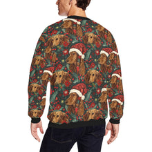 Load image into Gallery viewer, Holly Jolly Chocolate Dachshund Christmas Fuzzy Sweatshirt for Men-Apparel-Apparel, Christmas, Dachshund, Dog Dad Gifts, Sweatshirt-2