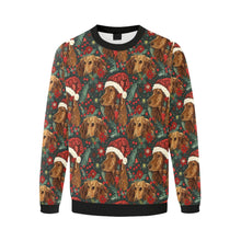 Load image into Gallery viewer, Holly Jolly Chocolate Dachshund Christmas Fuzzy Sweatshirt for Men-Apparel-Apparel, Christmas, Dachshund, Dog Dad Gifts, Sweatshirt-3