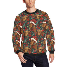 Load image into Gallery viewer, Holly Jolly Chocolate Dachshund Christmas Fuzzy Sweatshirt for Men-Apparel-Apparel, Christmas, Dachshund, Dog Dad Gifts, Sweatshirt-S-1