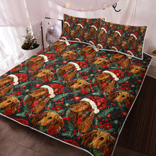 Load image into Gallery viewer, Holly Jolly Chocolate Dachshund Christmas Quilt Blanket Bedding Set-Bedding-Bedding, Blankets, Christmas, Dachshund, Home Decor-2