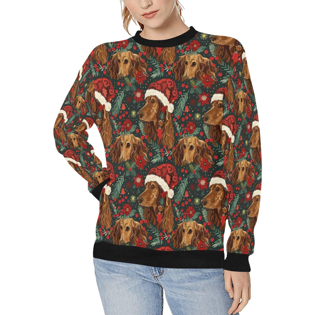 Holly Jolly Chocolate Dachshund Christmas Sweatshirt for Women-Apparel-Apparel, Christmas, Dachshund, Dog Mom Gifts, Sweatshirt-S-1