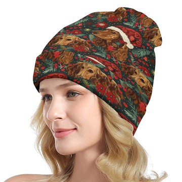 Holly Jolly Chocolate Dachshund Christmas Warm Christmas Beanie One Size 360x