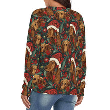 Load image into Gallery viewer, Holly Jolly Chocolate Dachshund Women&#39;s V-Neck Christmas Sweater-Apparel-Apparel,Christmas,Dachshund,Dog Mom Gifts,Sweater,Sweatshirt-4