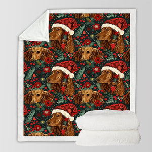 Holly Jolly Chocolate Dachshunds Christmas Soft Warm Fleece Blanket-Blanket-Blankets, Christmas, Dachshund, Dog Dad Gifts, Dog Mom Gifts, Home Decor-10