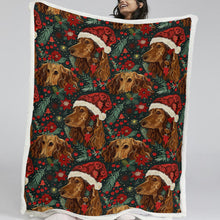 Load image into Gallery viewer, Holly Jolly Chocolate Dachshunds Christmas Soft Warm Fleece Blanket-Blanket-Blankets, Christmas, Dachshund, Dog Dad Gifts, Dog Mom Gifts, Home Decor-11