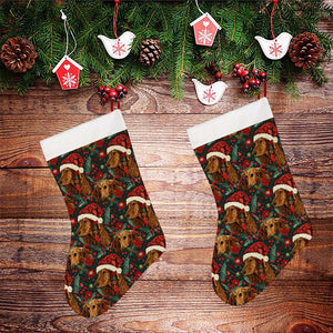 Holly Jolly Cocker Spaniels Christmas Stocking-Christmas Ornament-Christmas, Cocker Spaniel, Home Decor-26X42CM-White-2
