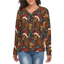 Load image into Gallery viewer, Holly Jolly Cocker Spaniels Women&#39;s V-Neck Christmas Sweater-Apparel-Apparel,Christmas,Cocker Spaniel,Dog Mom Gifts,Sweater,Sweatshirt-S-2