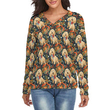 Load image into Gallery viewer, Holly Jolly Doodles Festive Women&#39;s V-Neck Christmas Sweater-Apparel-Apparel,Christmas,Dog Mom Gifts,Doodle,Sweater,Sweatshirt-S-2