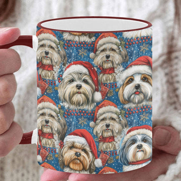 Holly Jolly Lhasa Apsos Christmas Coffee Mug White4 One Size 360x