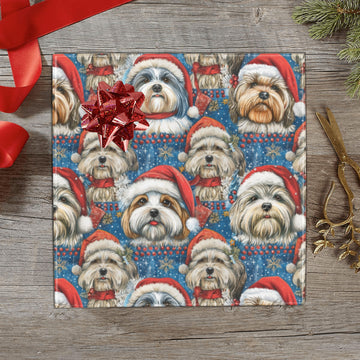 Holly Jolly Lhasa Apsos Christmas Gift Wrapping Paper 2 Rolls 360x