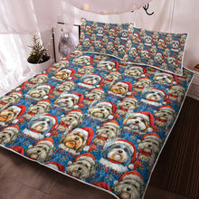 Load image into Gallery viewer, Holly Jolly Lhasa Apsos Christmas Quilt Blanket Bedding Set-Bedding-Bedding, Blankets, Christmas, Home Decor, Lhasa Apso-3