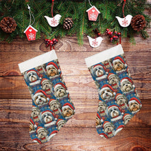 Load image into Gallery viewer, Holly Jolly Lhasa Apsos Christmas Stocking-Christmas Ornament-Christmas, Home Decor, Lhasa Apso-26X42CM-White-2