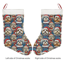 Load image into Gallery viewer, Holly Jolly Lhasa Apsos Christmas Stocking-Christmas Ornament-Christmas, Home Decor, Lhasa Apso-26X42CM-White-3
