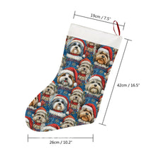 Load image into Gallery viewer, Holly Jolly Lhasa Apsos Christmas Stocking-Christmas Ornament-Christmas, Home Decor, Lhasa Apso-26X42CM-White-4