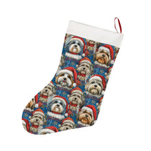 Load image into Gallery viewer, Holly Jolly Lhasa Apsos Christmas Stocking-Christmas Ornament-Christmas, Home Decor, Lhasa Apso-26X42CM-White-1