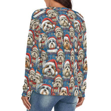 Load image into Gallery viewer, Holly Jolly Lhasa Apsos Women's V-Neck Christmas Sweater-Apparel-Apparel,Christmas,Dog Mom Gifts,Lhasa Apso,Sweater,Sweatshirt-4